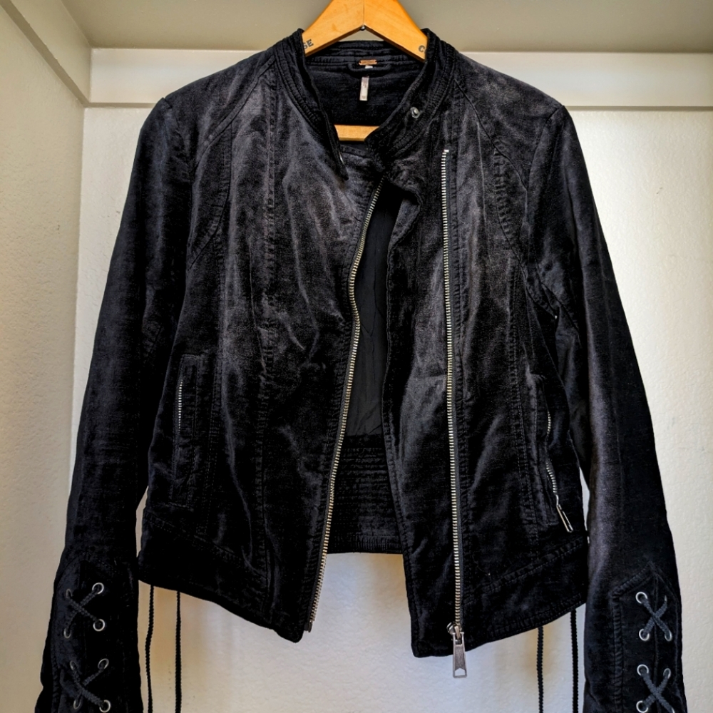 Free People Velvet Moto Jacket